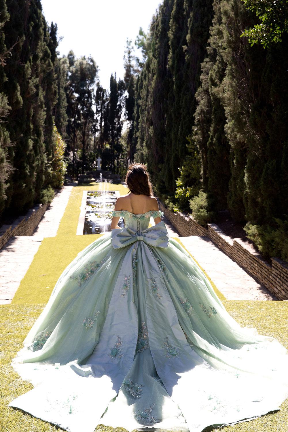 3D Floral Off Shoulder Ball Gown by Petite Adele PQ1081