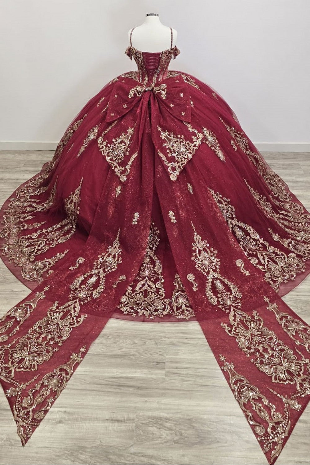 Beaded Off Shoulder Ball Gown by Petite Adele PQ1090