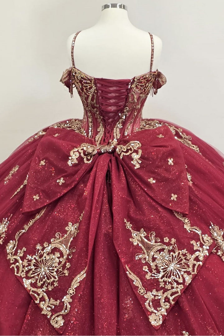 Beaded Off Shoulder Ball Gown by Petite Adele PQ1090