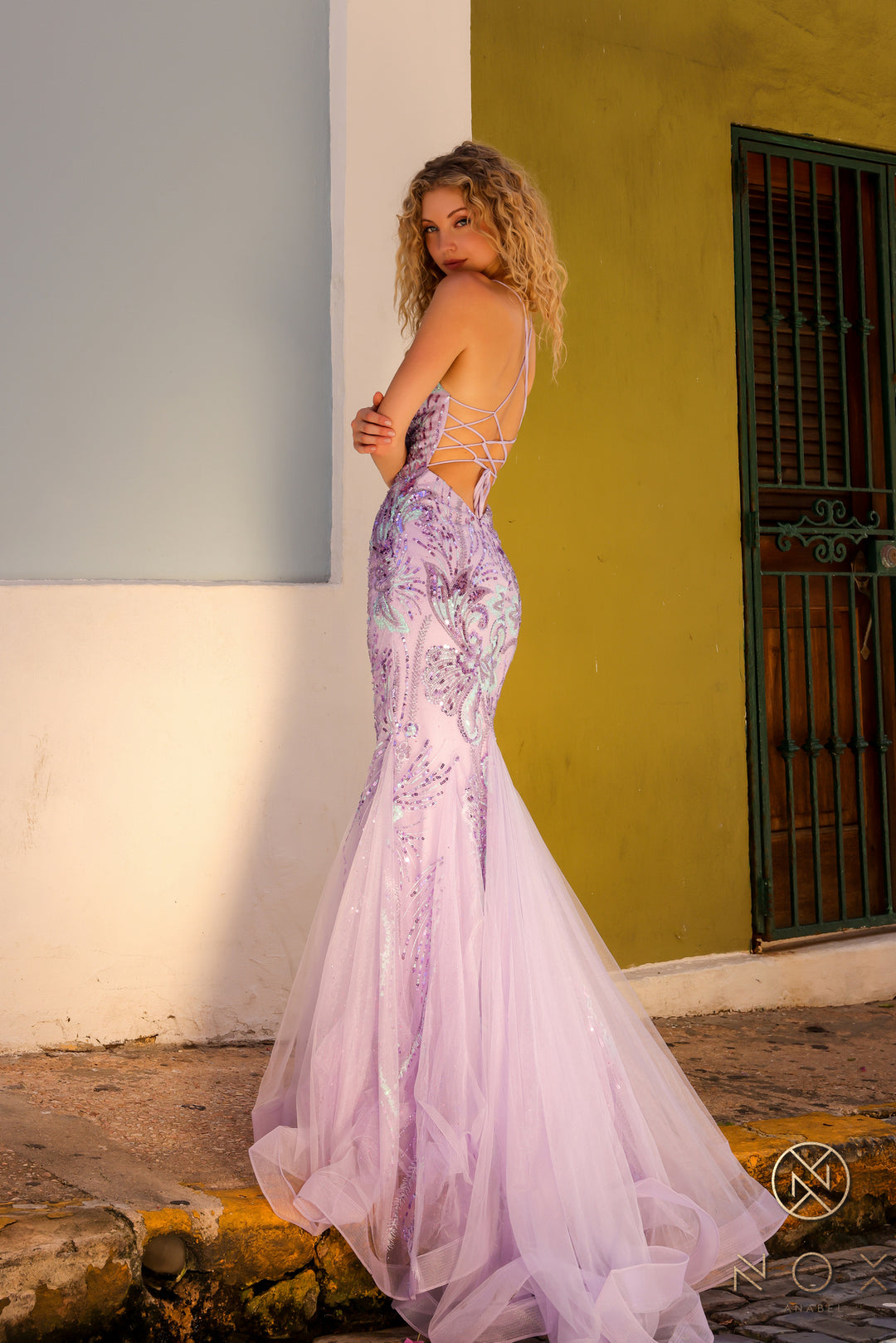 Sequin Print Sleeveless Mermaid Dress by Nox Anabel C1416