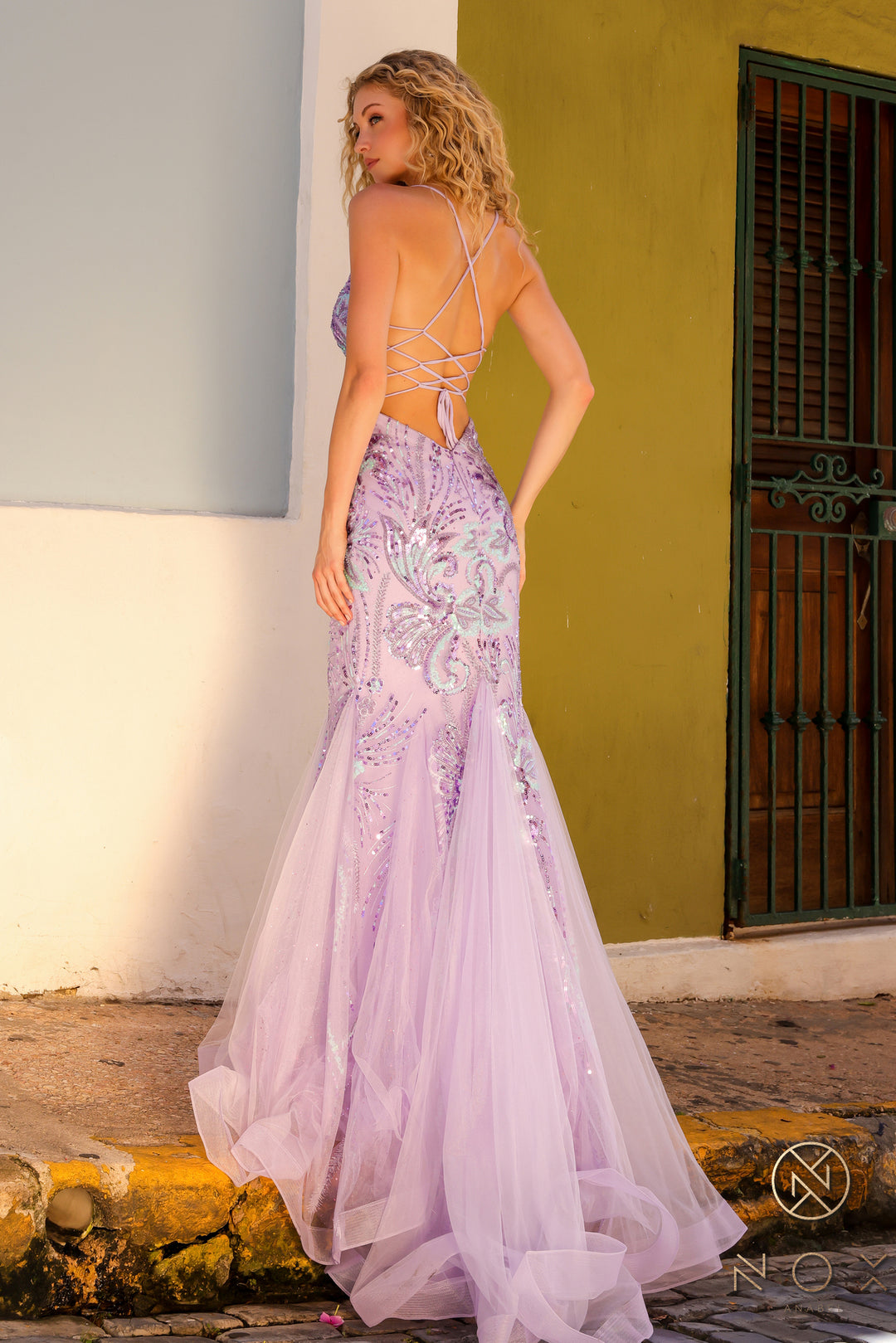 Sequin Print Sleeveless Mermaid Dress by Nox Anabel C1416
