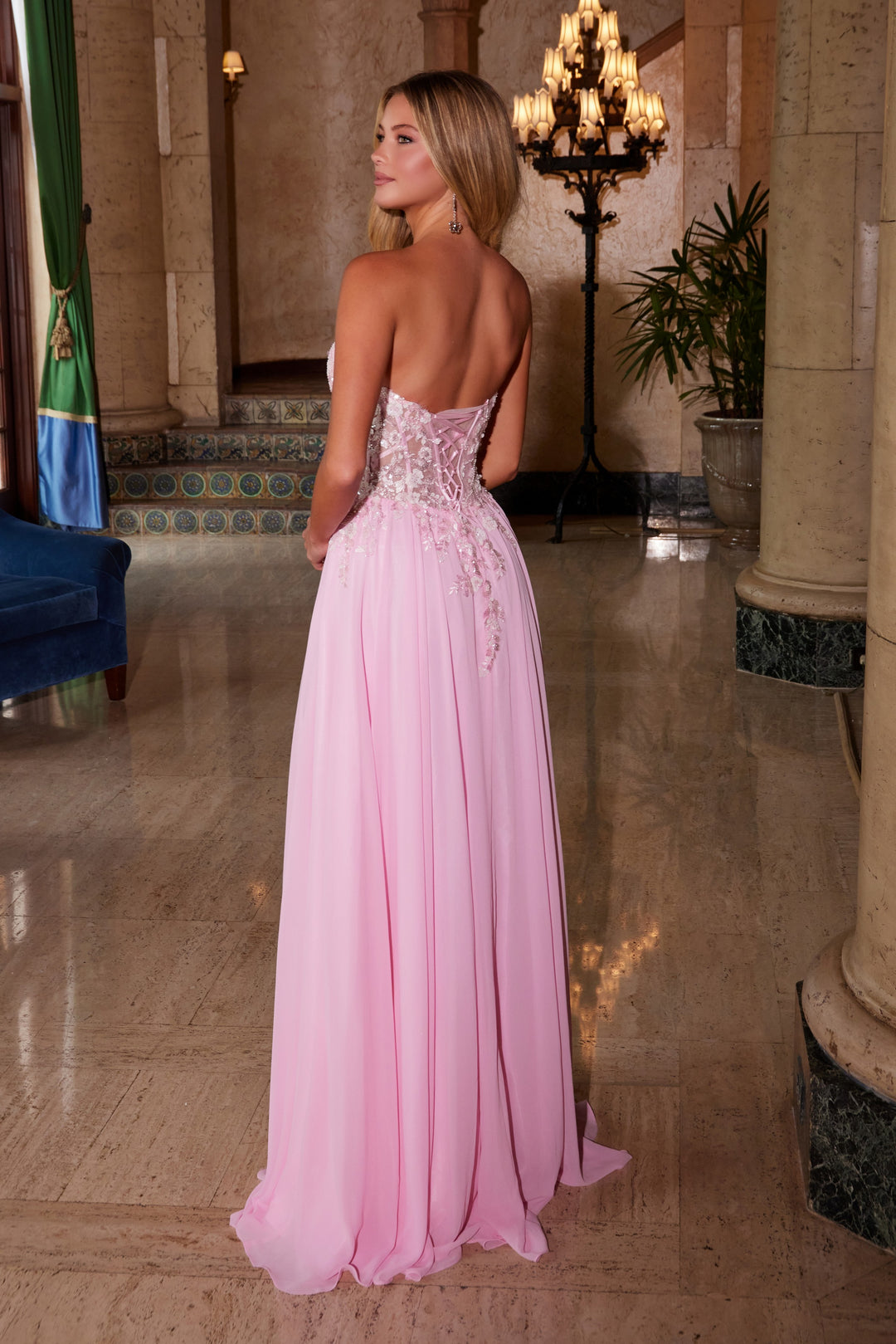 Chiffon Strapless A-line Gown by Nox Anabel C1617 - Outlet