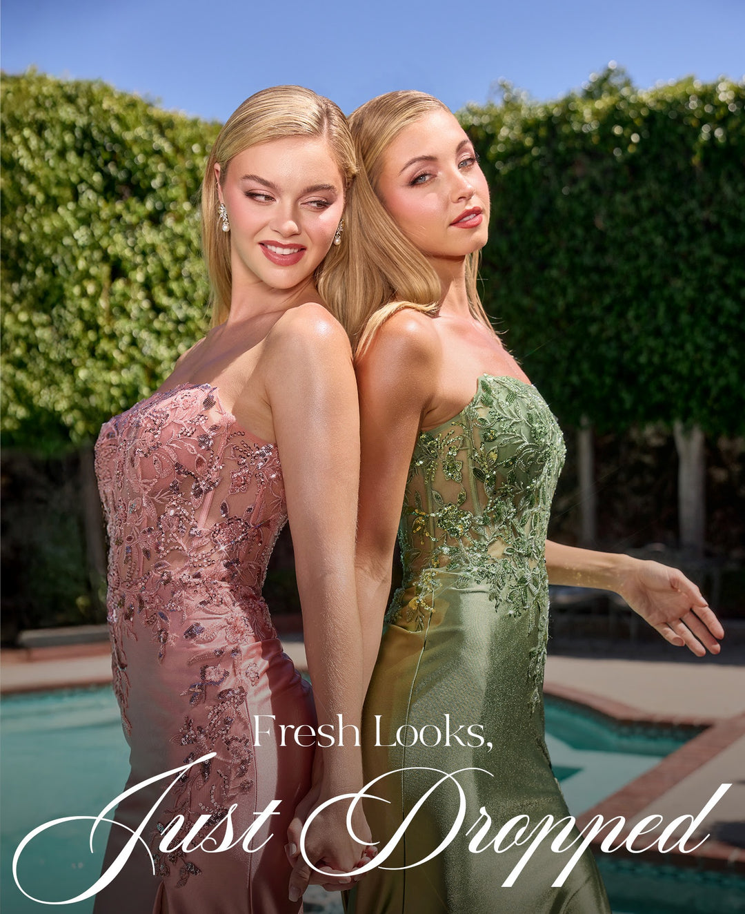 Applique Satin Strapless Slit Gown by Ladivine C168