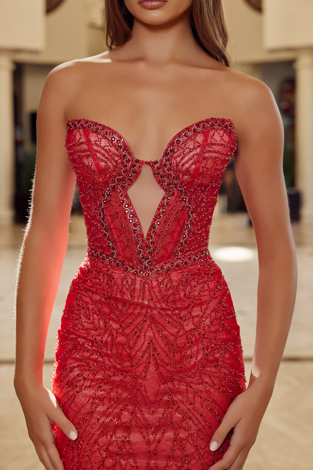 Beaded Strapless Mermaid Dress by Nox Anabel C1848