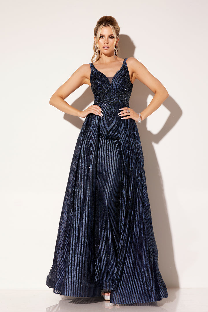 Beaded Sleeveless A-line Gown by Lucci Lu C8074