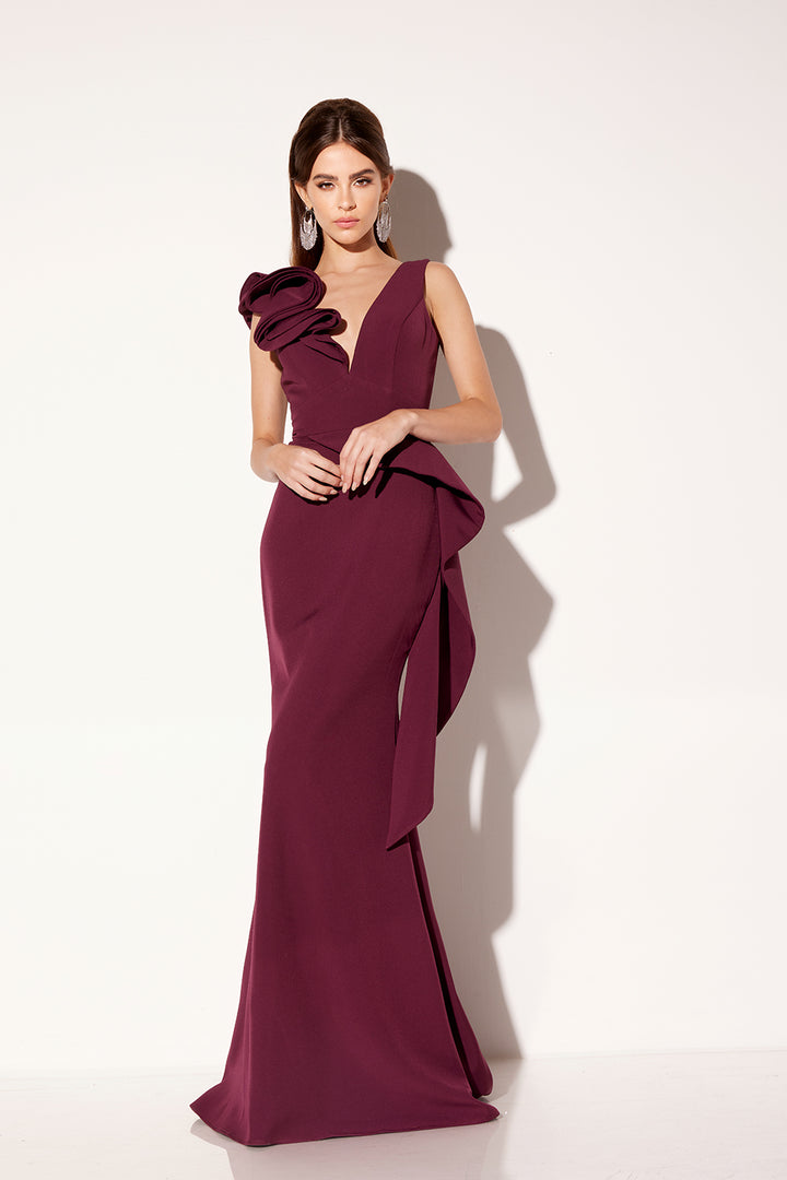 Crepe Fitted Long Sleeveless Gown by Lucci Lu C8108