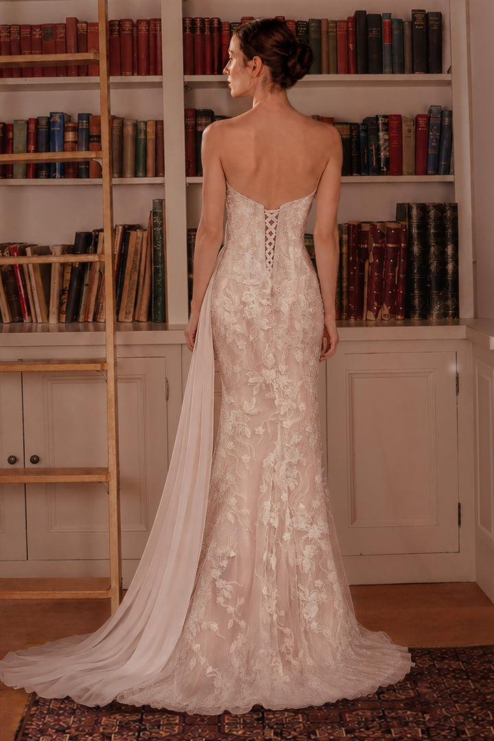 Applique Strapless Bridal Gown by Ladivine CB168W