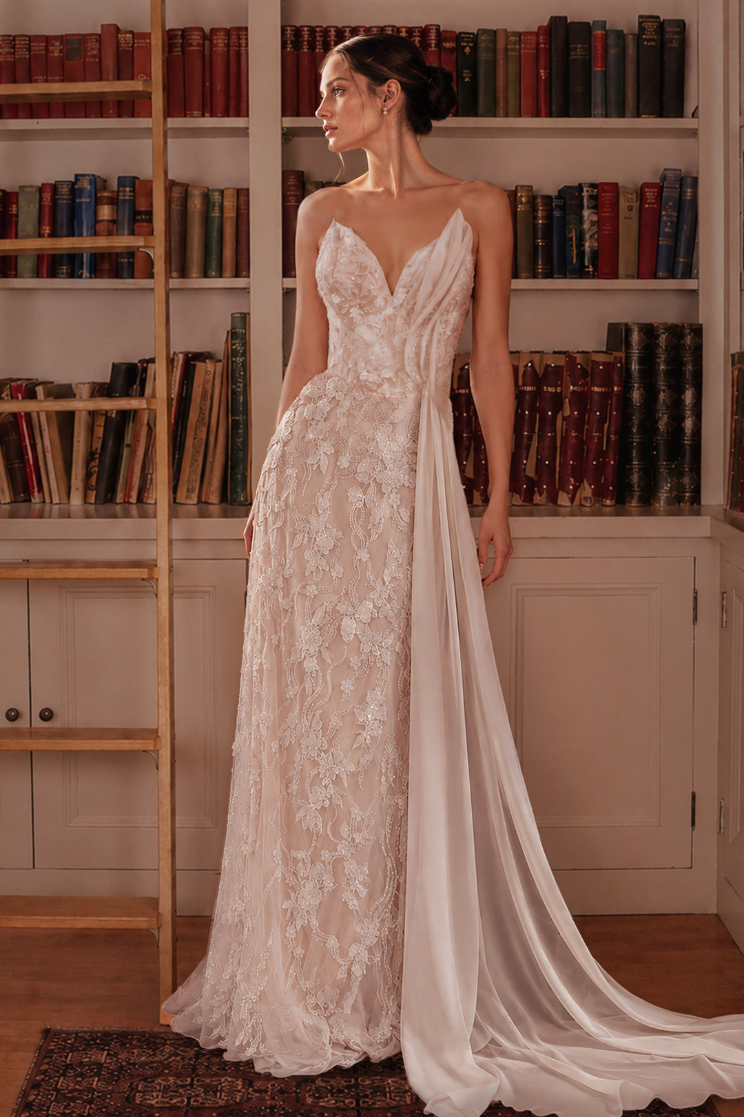 Applique Strapless Bridal Gown by Ladivine CB168W