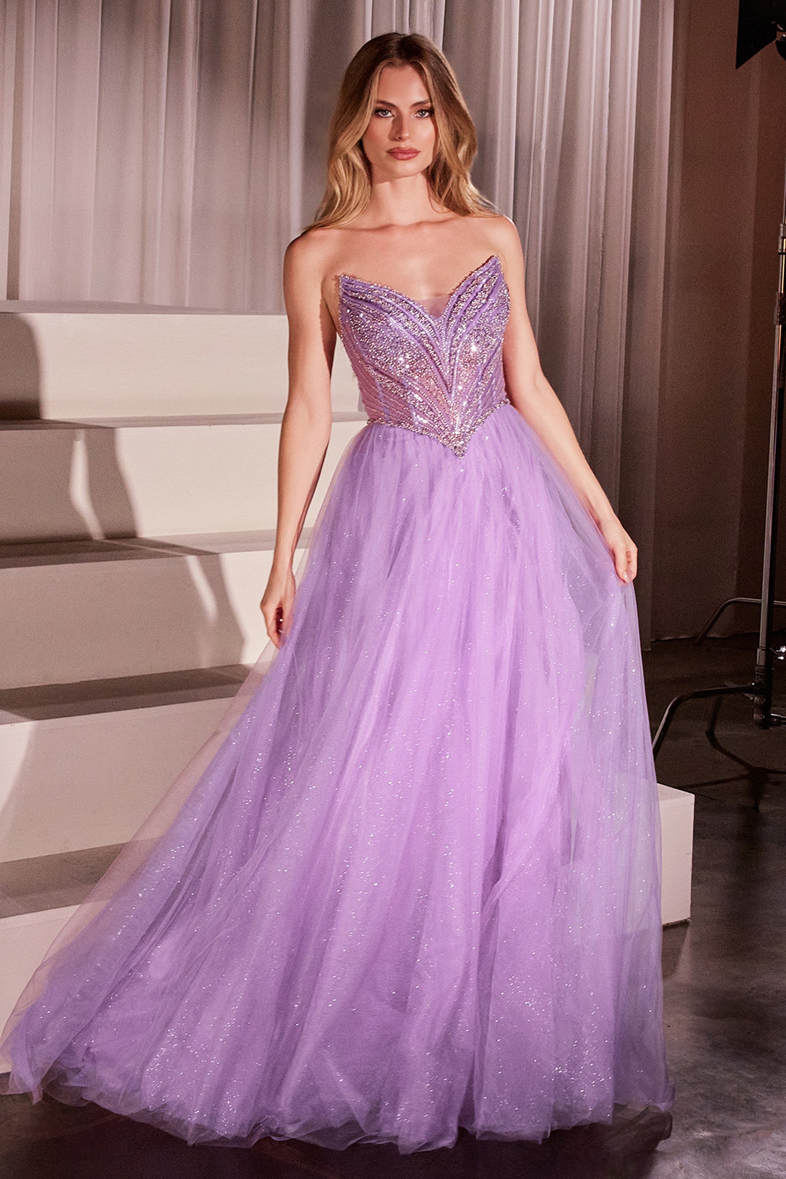 Beaded Strapless Tulle Ball Gown by Ladivine CC415 – ABC Fashion