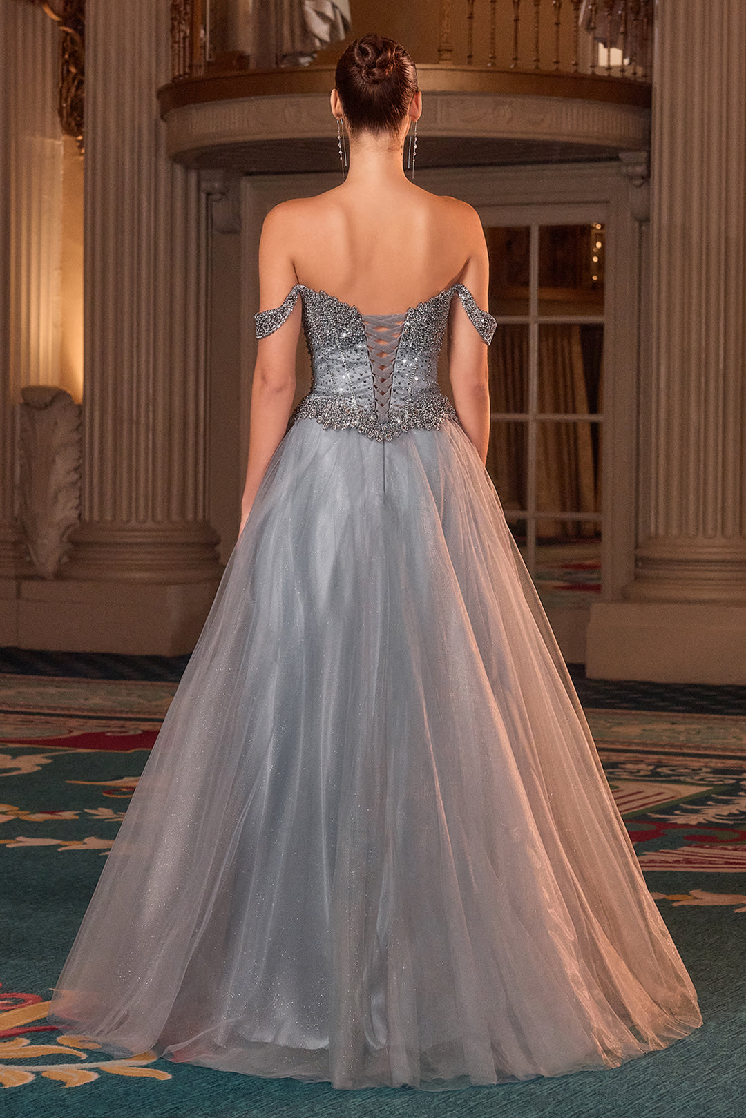 Beaded Off Shoulder A-line Gown by Ladivine CC471