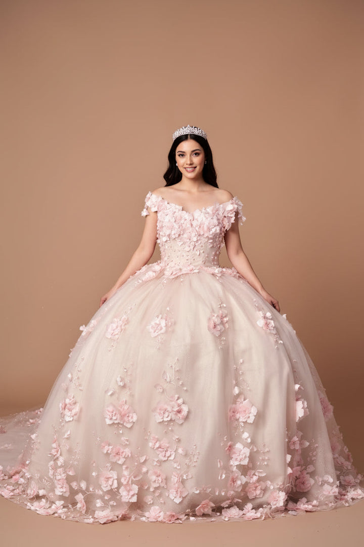 3D Floral Off Shoulder Ball Gown by Calla SCL-30005
