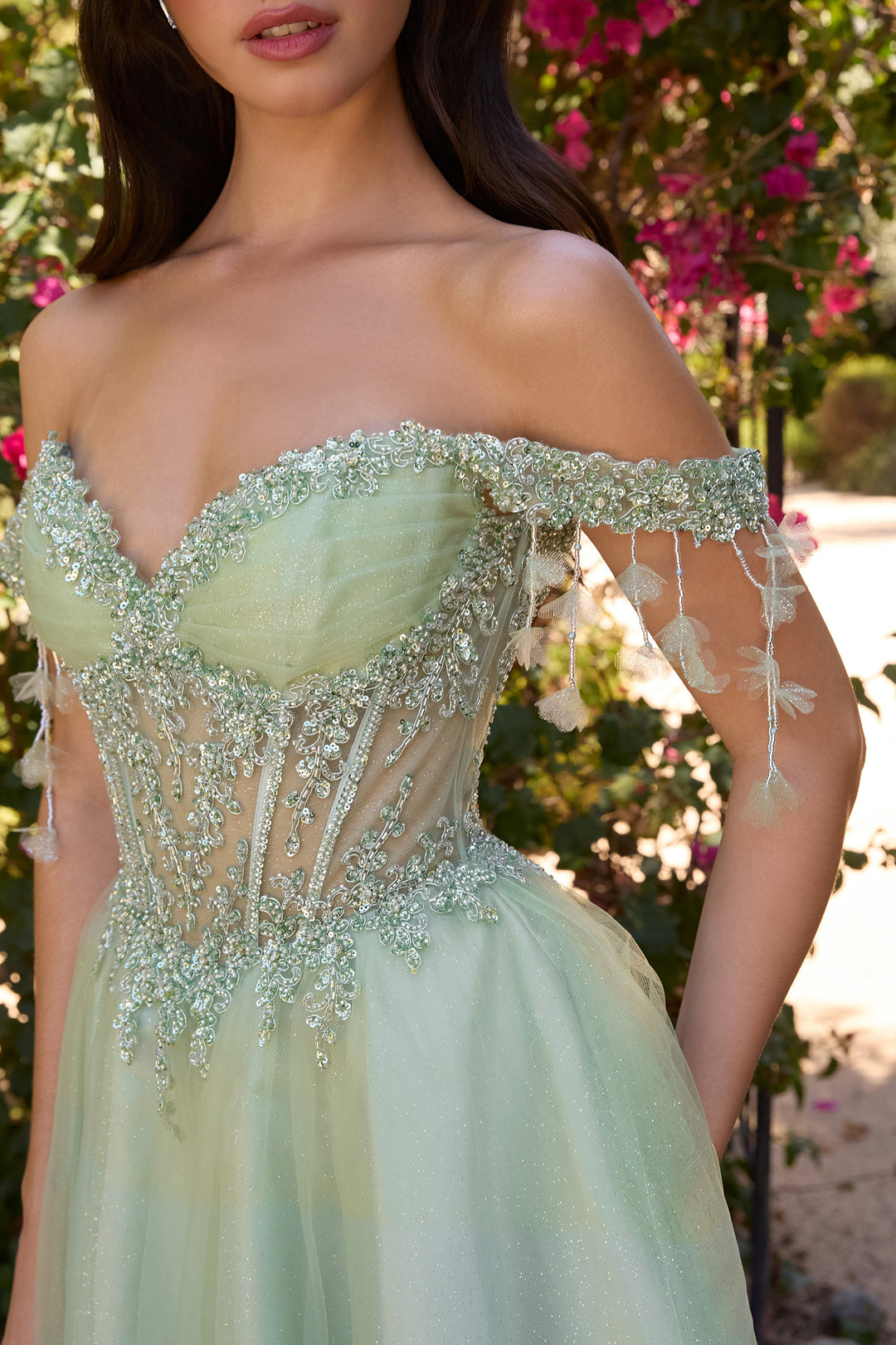Short Off Shoulder Fringe A-line Dress by Ladivine CD0247