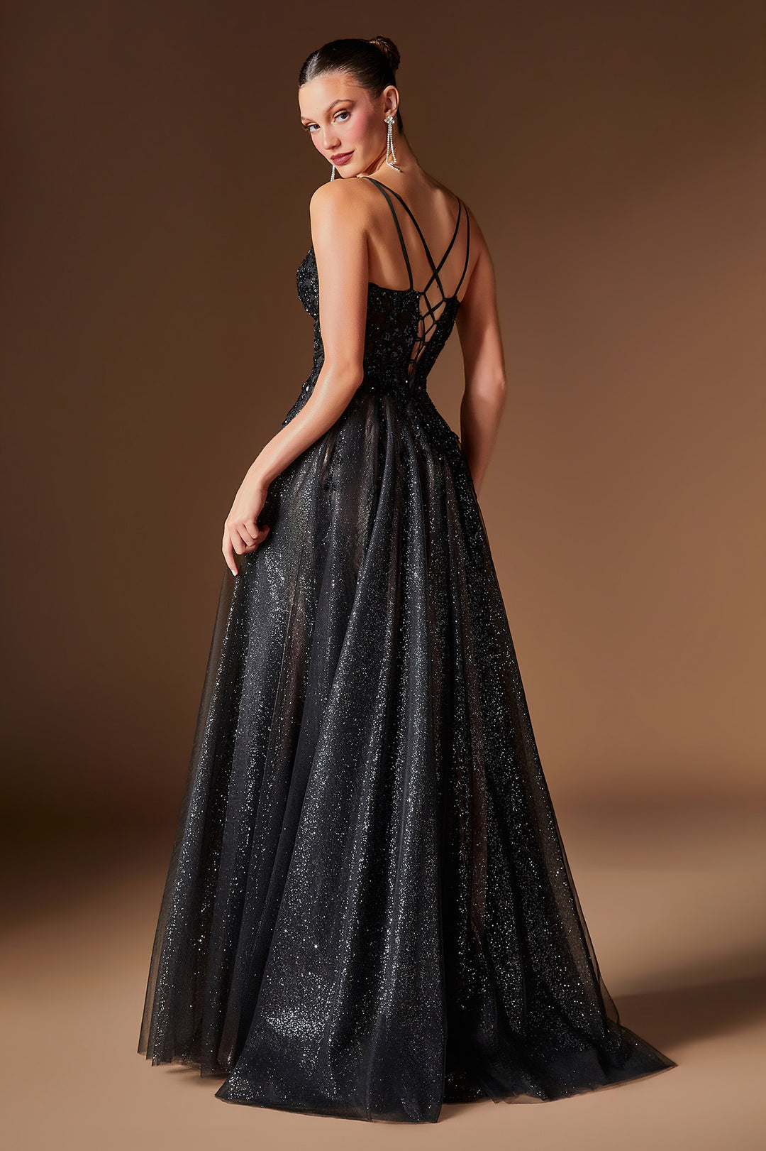 Glitter Sleeveless A-line Slit Gown by Ladivine CD2412