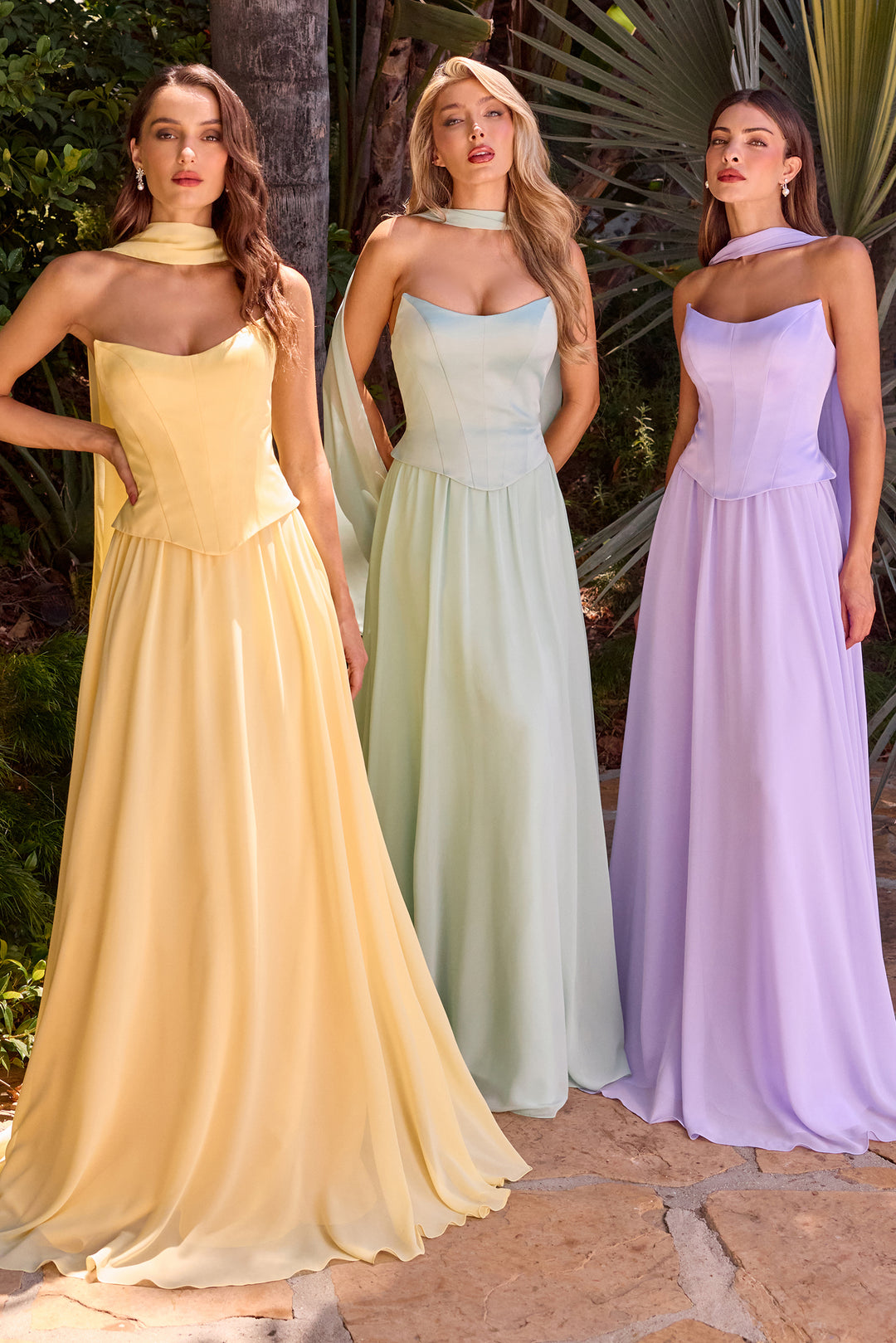 Chiffon Strapless A-line Gown by Ladivine CD386