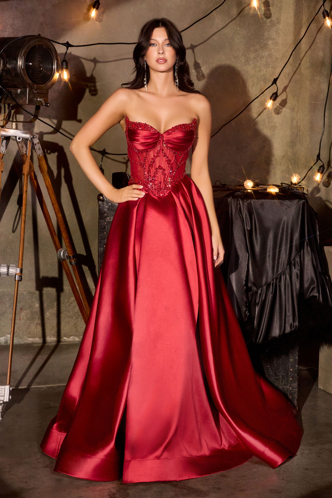 Mikado Strapless A-line Gown by Ladivine CD389