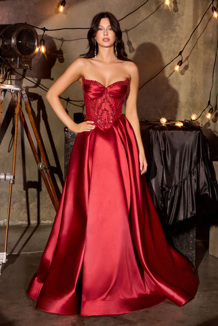 Mikado Strapless A-line Gown by Ladivine CD389