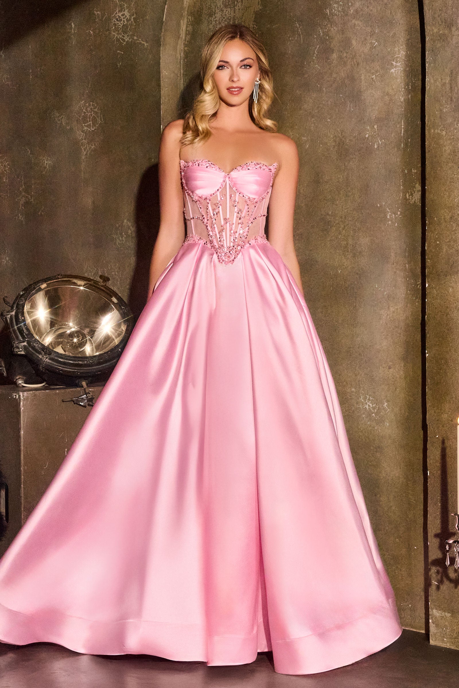 Mikado Strapless A-line Gown by Ladivine CD389 – ABC Fashion