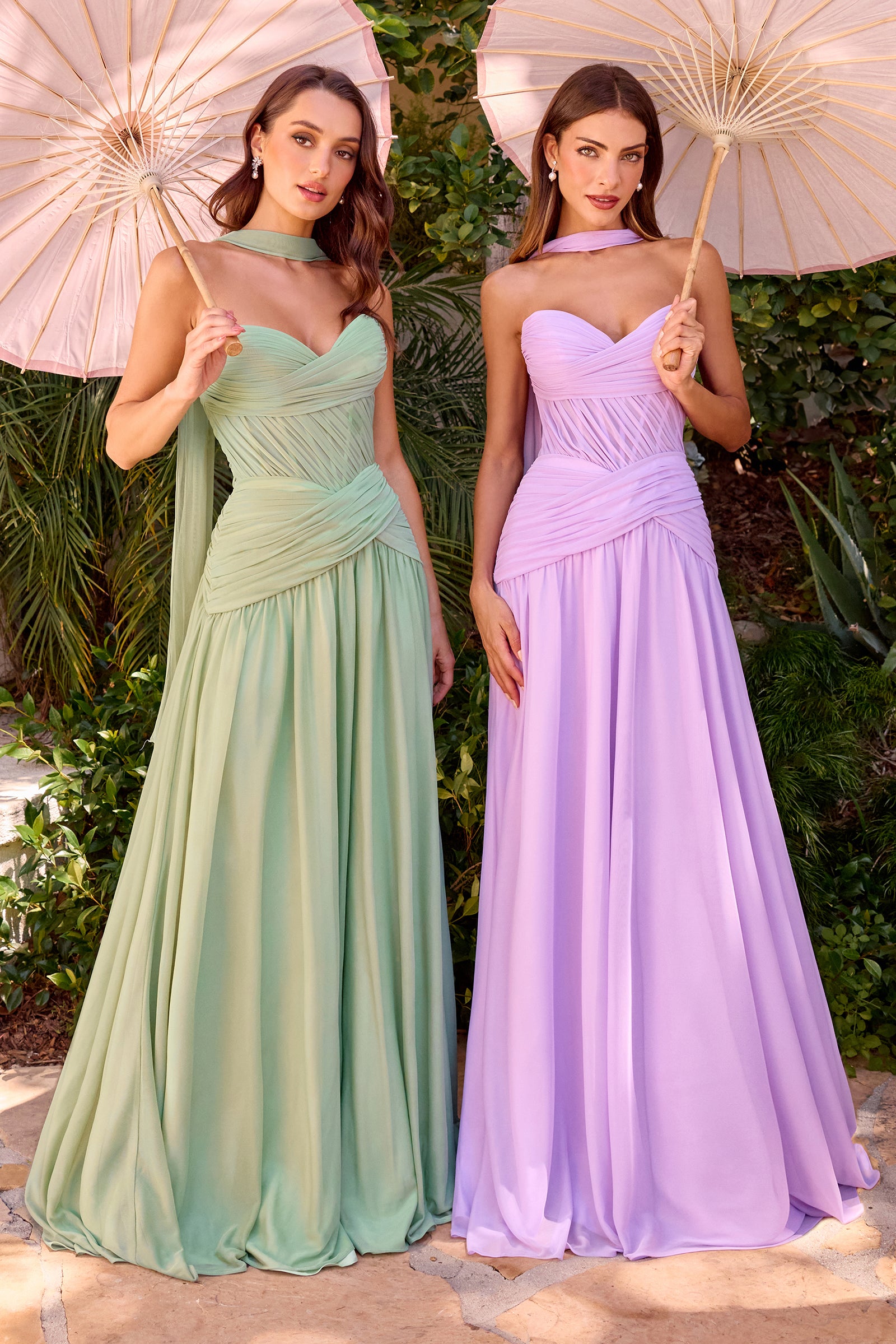 Chiffon Strapless A-line Gown by Ladivine CD395 – ABC Fashion