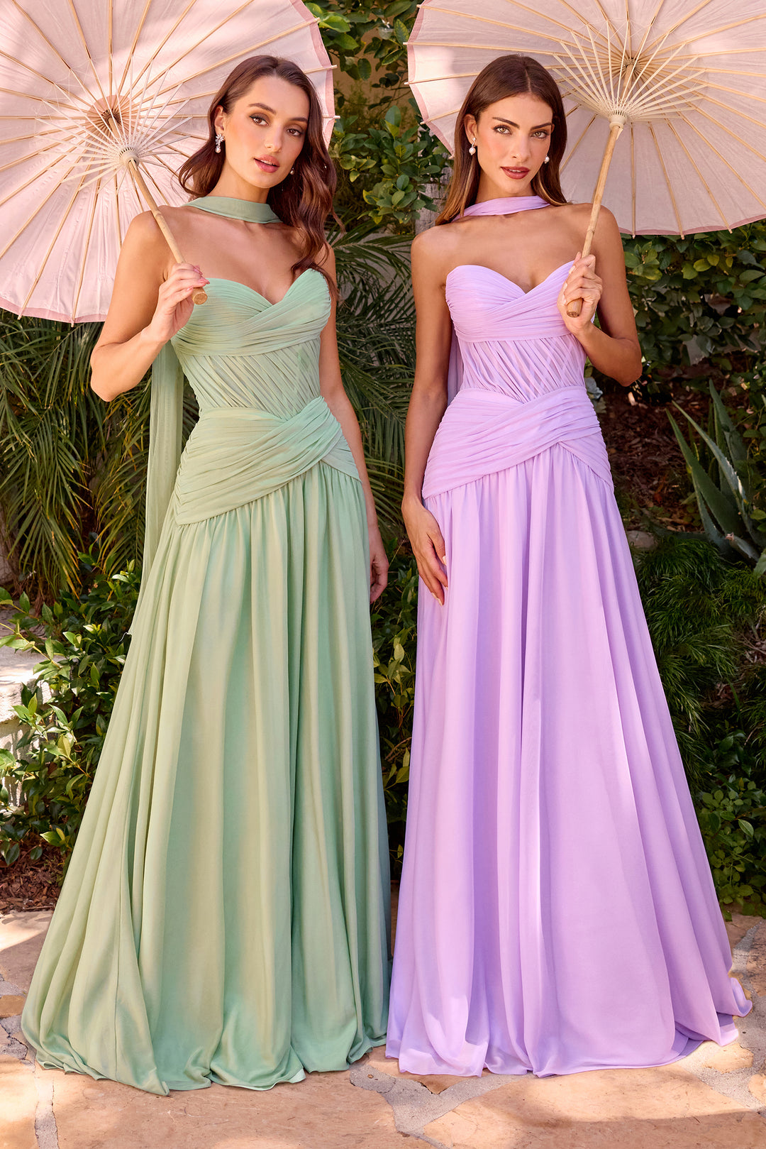 Chiffon Strapless A-line Gown by Ladivine CD395