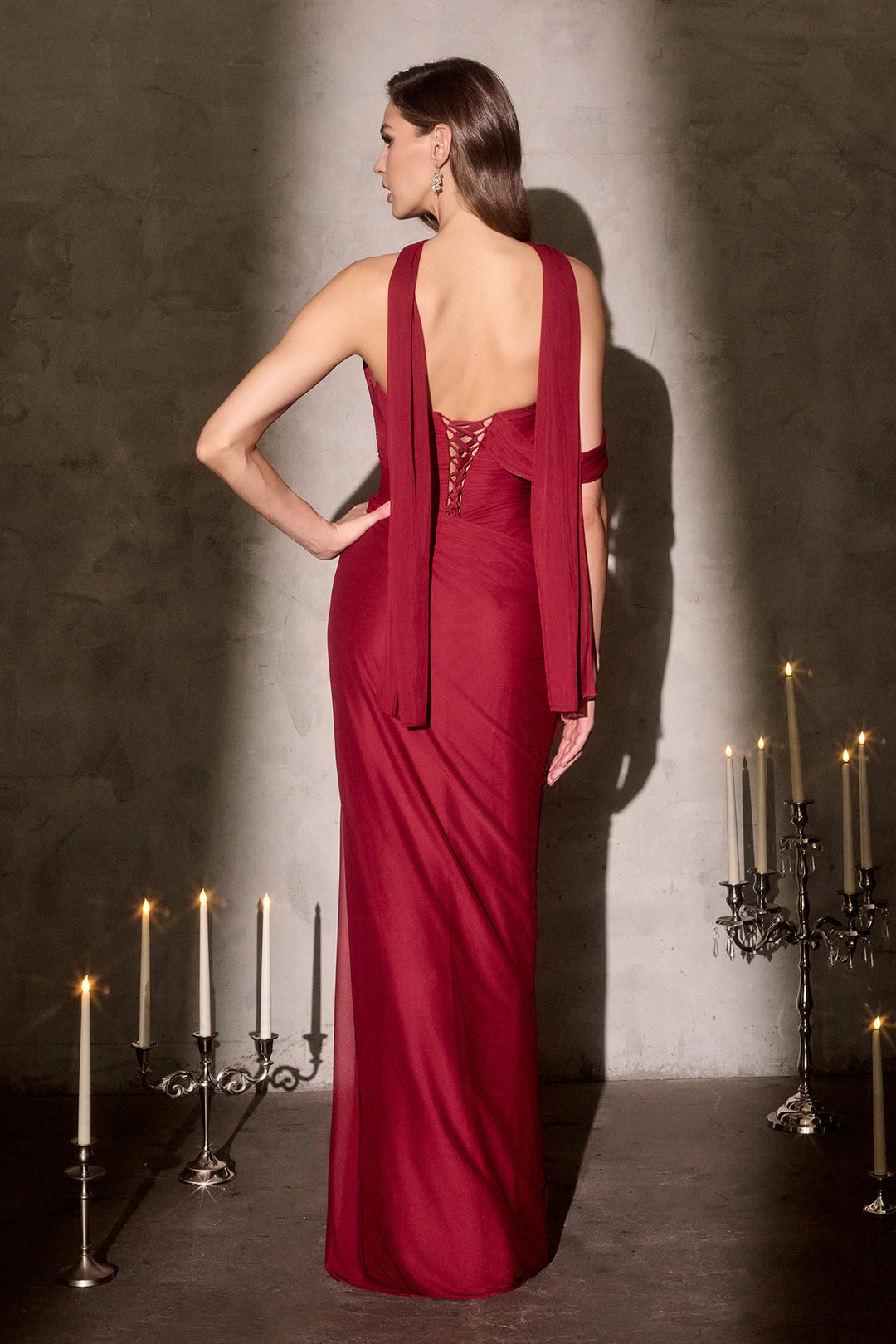 Chiffon Off Shoulder Slit Gown by Ladivine CD406