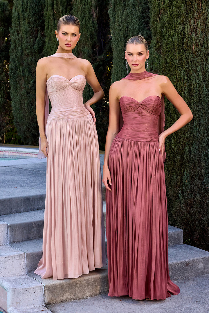 Chiffon Strapless A-line Gown by Ladivine CD414