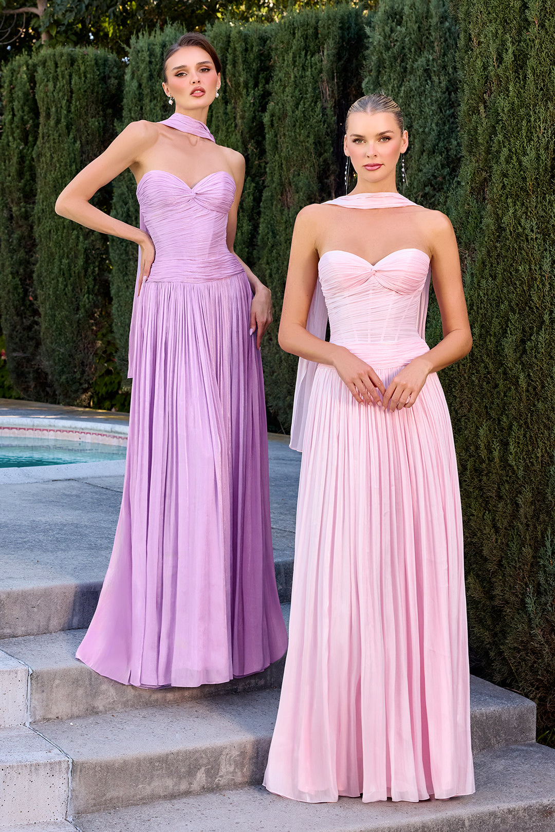 Chiffon Strapless A-line Gown by Ladivine CD414