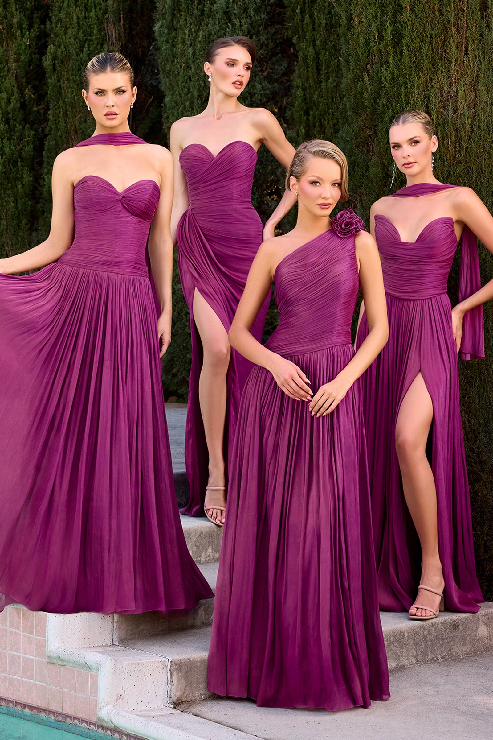 Chiffon One Shoulder A-line Gown by Ladivine CD415 – ABC Fashion