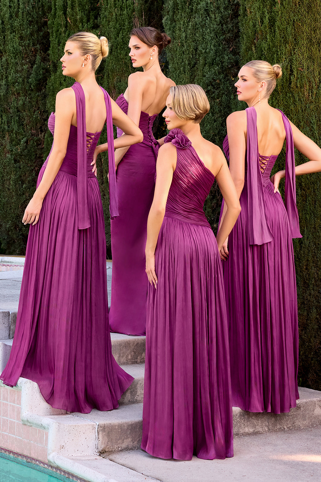 Chiffon Fitted Strapless Slit Gown by Ladivine CD411