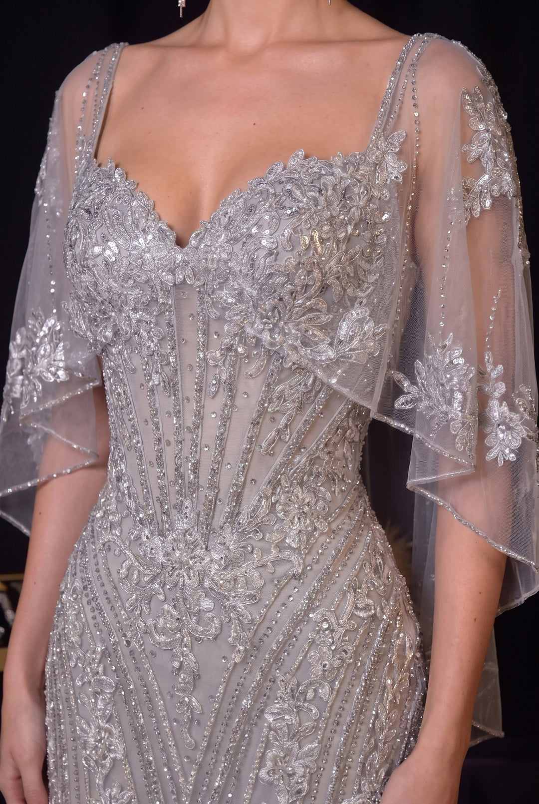 Sleeveless Capelet Mermaid Dress by Ladivine CD637