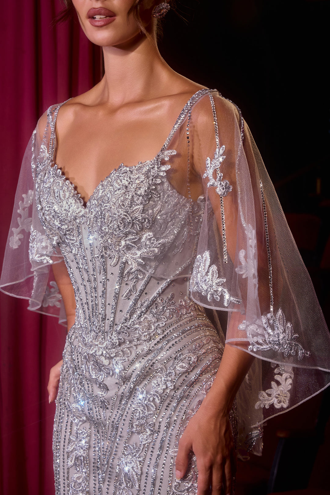 Sleeveless Capelet Mermaid Dress by Ladivine CD637