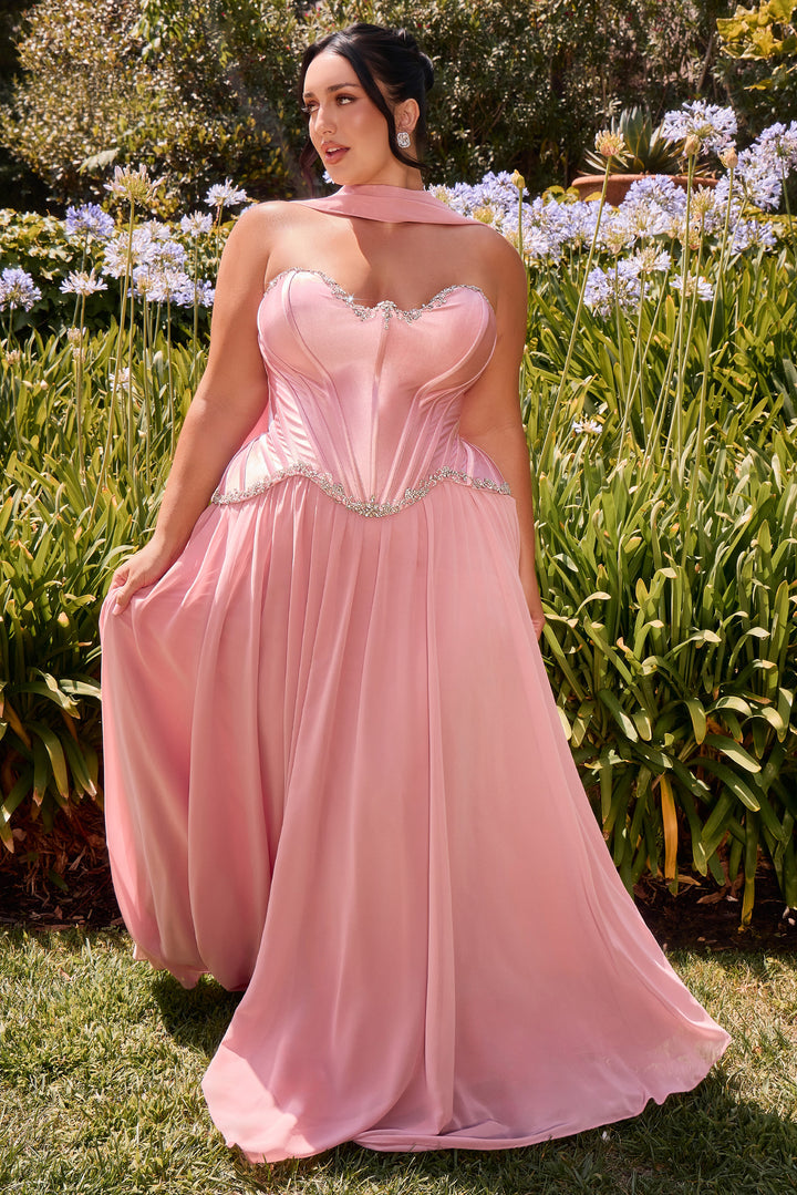 Plus Size Strapless A-line Gown by Ladivine CD668C