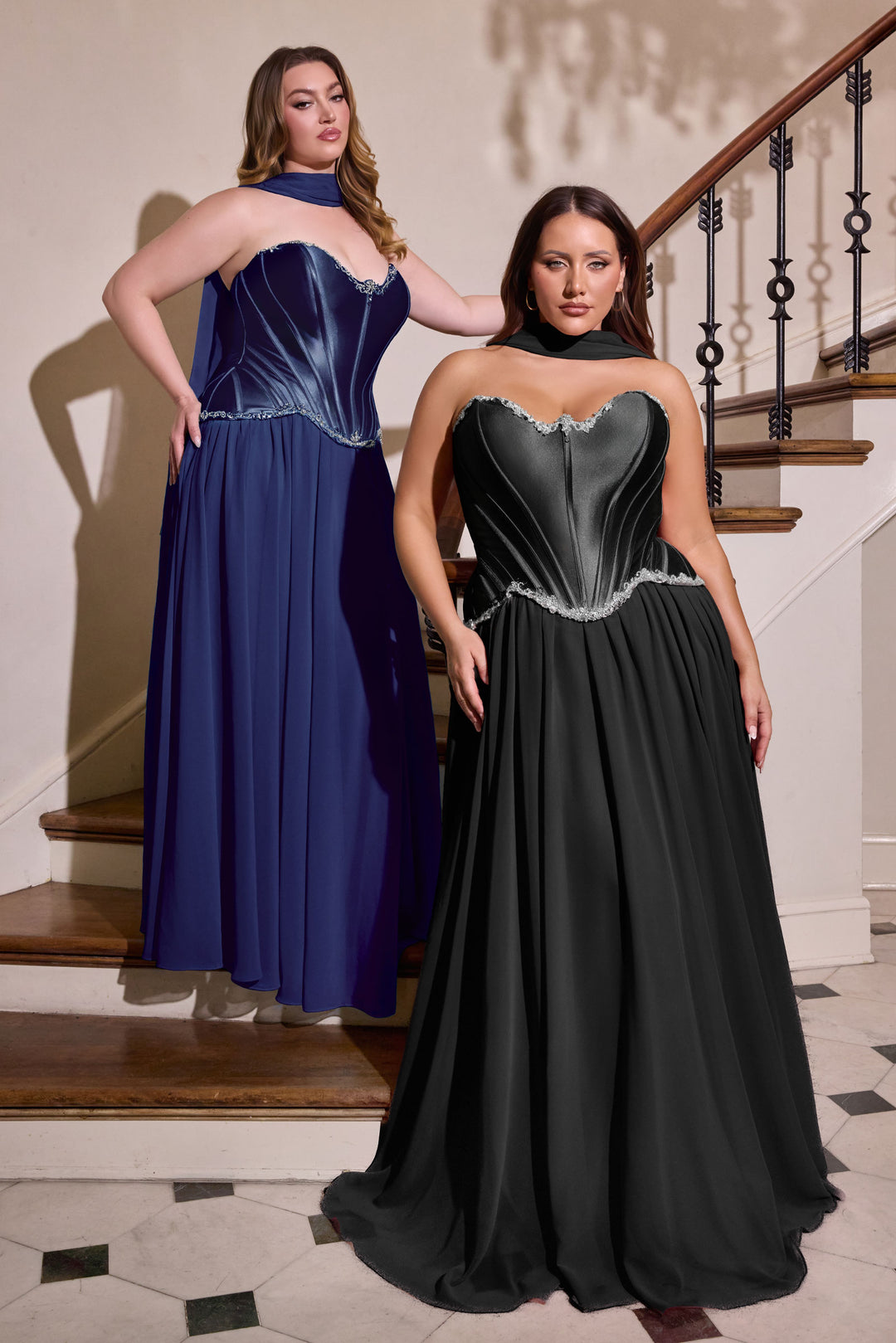 Plus Size Strapless A-line Gown by Ladivine CD668C