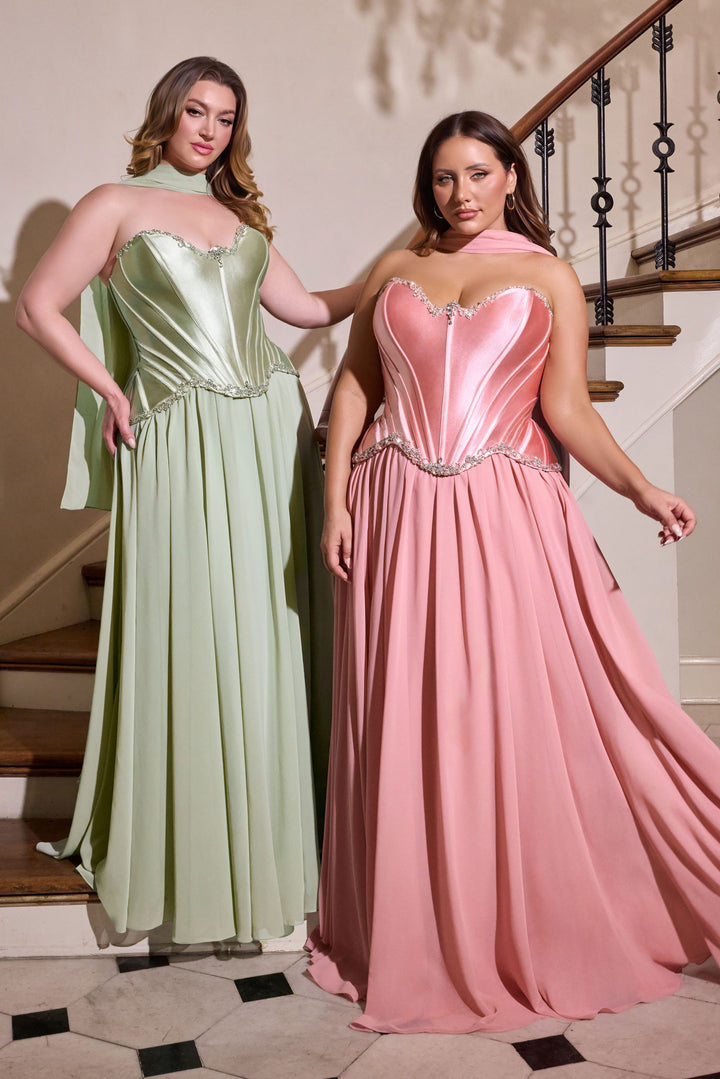 Plus Size Strapless A-line Gown by Ladivine CD668C