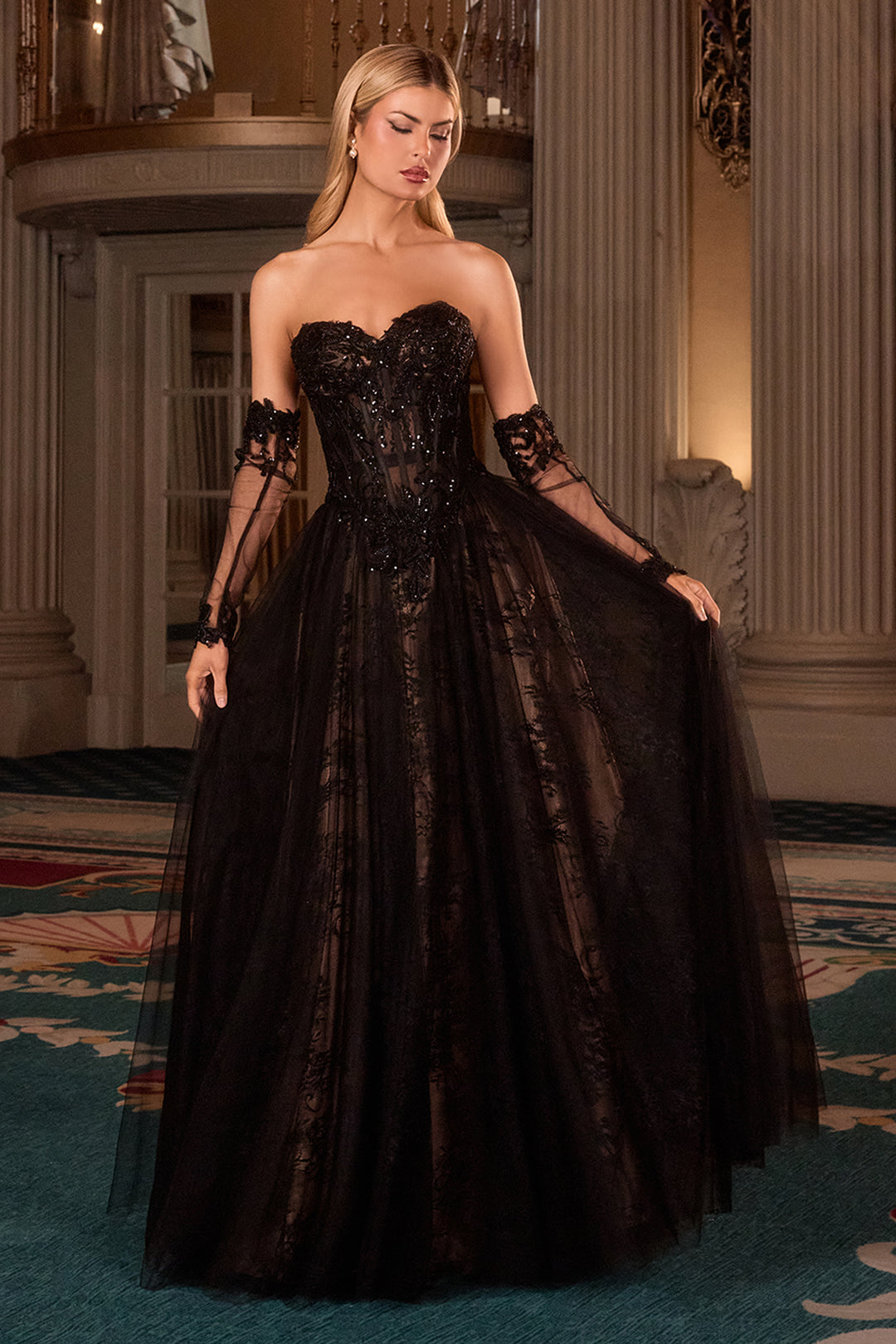 Strapless Glove A-line Gown by Ladivine CD717
