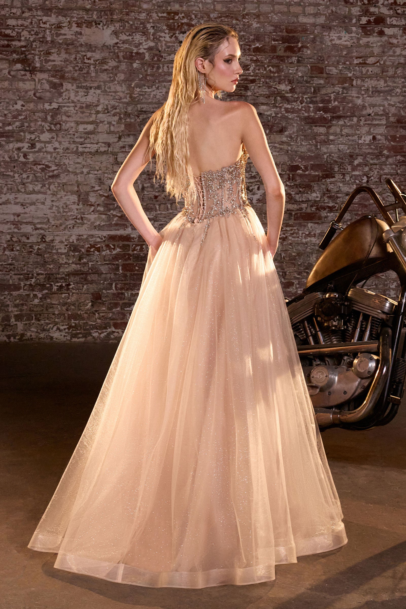 Beaded Strapless A-line Gown by Ladivine CD721 – ABC Fashion