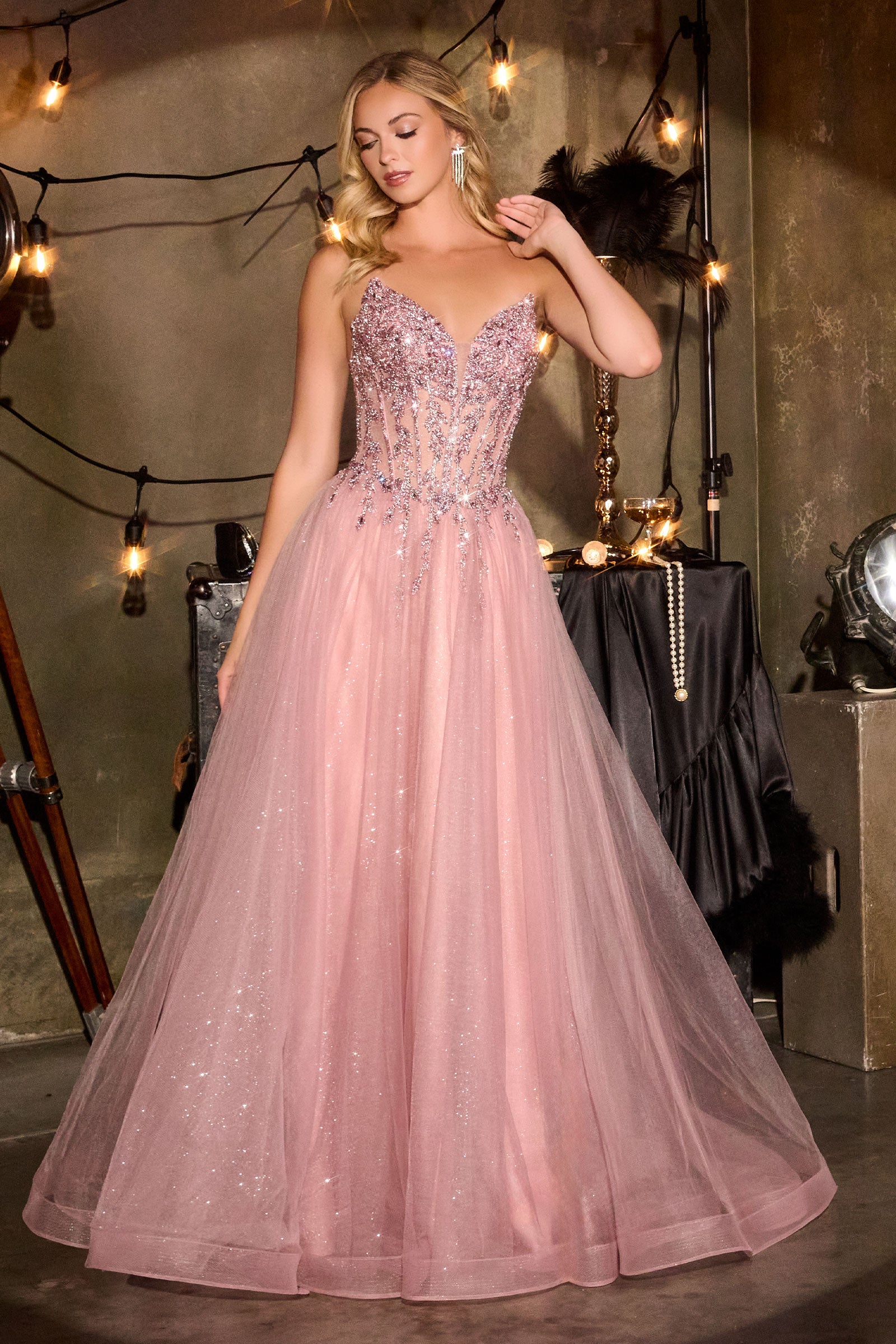 Beaded Strapless A-line Gown by Ladivine CD721 – ABC Fashion