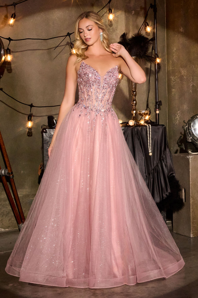 Beaded Strapless A-line Gown by Ladivine CD721 – ABC Fashion