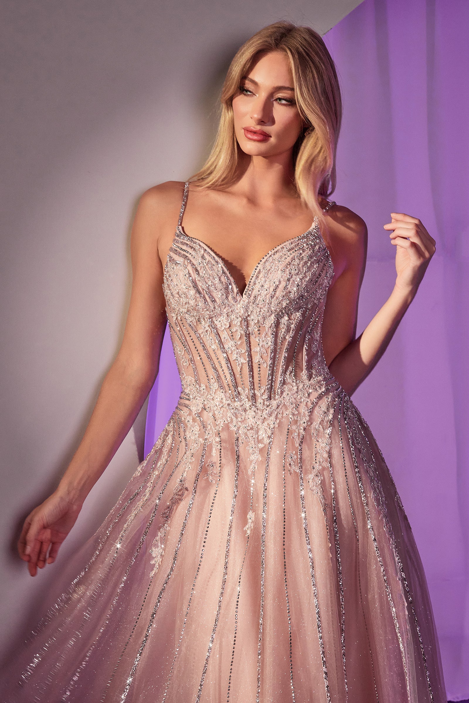 Beaded Sleeveless A-line Gown by Ladivine CD786 – ABC Fashion