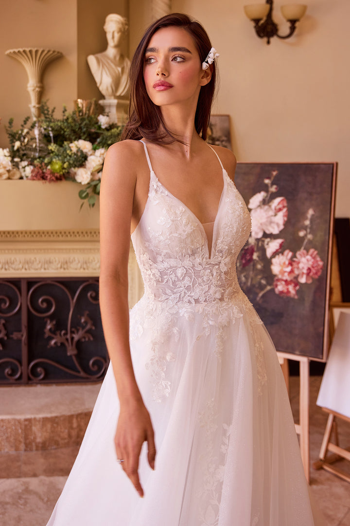 Applique Sleeveless Tulle Bridal Gown by Ladivine CD792W
