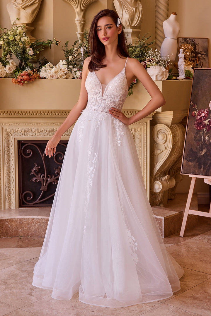 Applique Sleeveless Tulle Bridal Gown by Ladivine CD792W