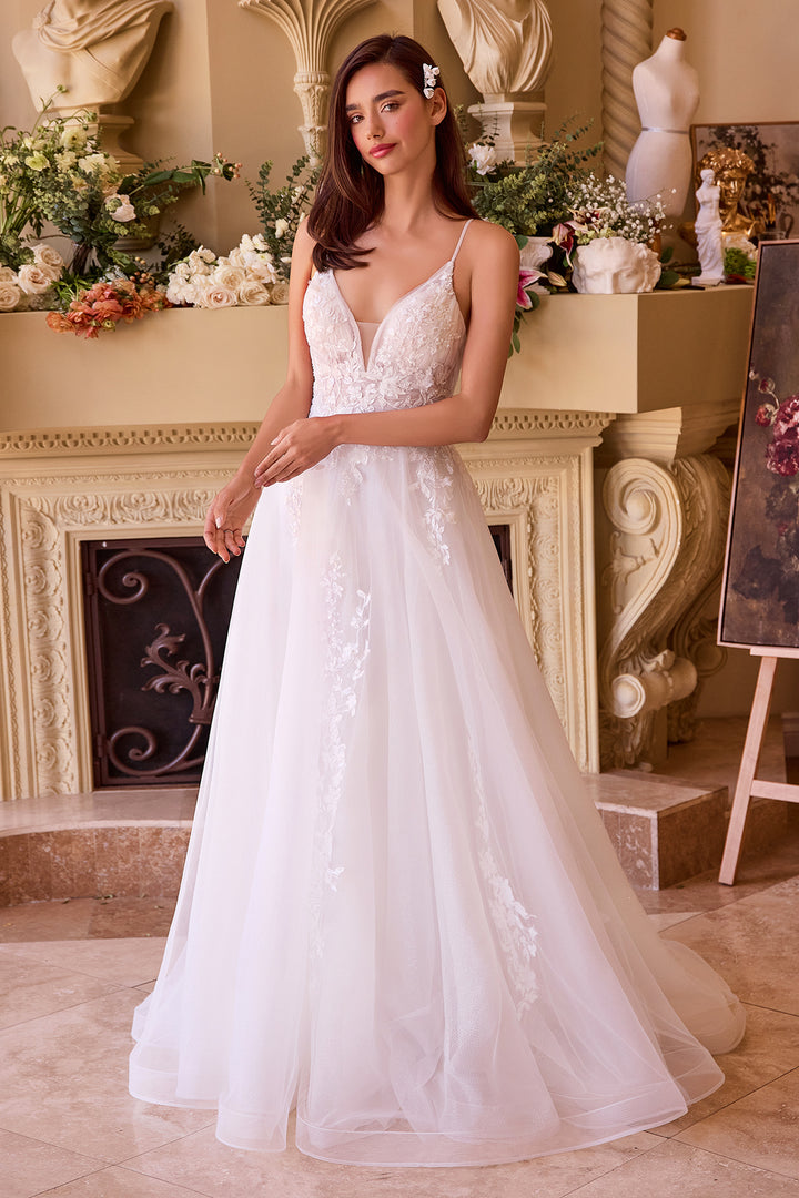 Applique Sleeveless Tulle Bridal Gown by Ladivine CD792W