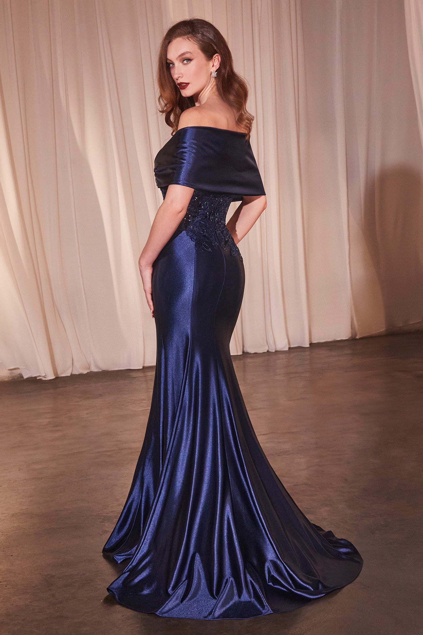 marmaid.no.1 Satin Off Shoulder Mermaid Dress by Ladivine CDS507 – ABC