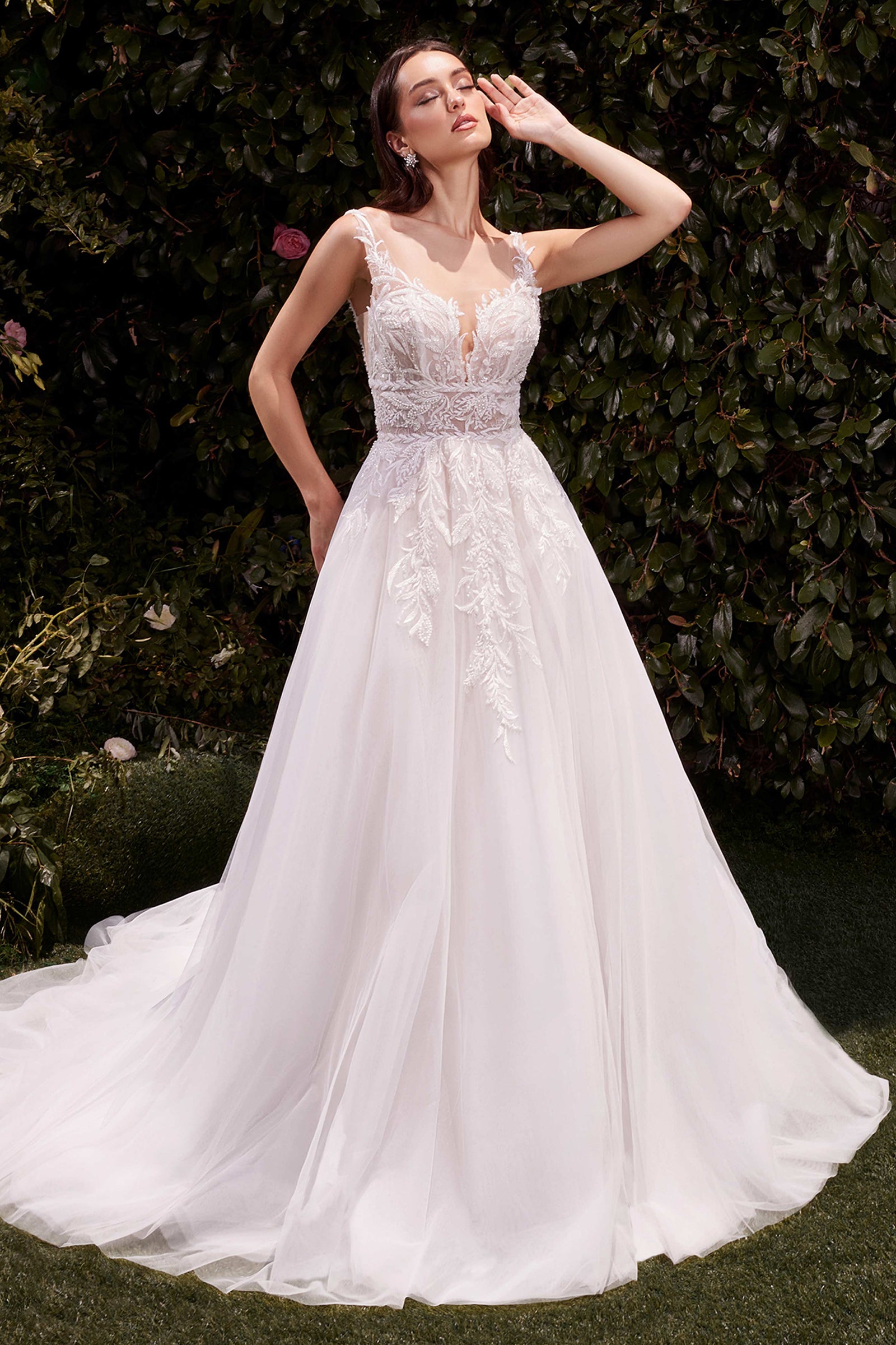 Applique Sleeveless Bridal Ball Gown by Ladivine CDS511W – ABC Fashion