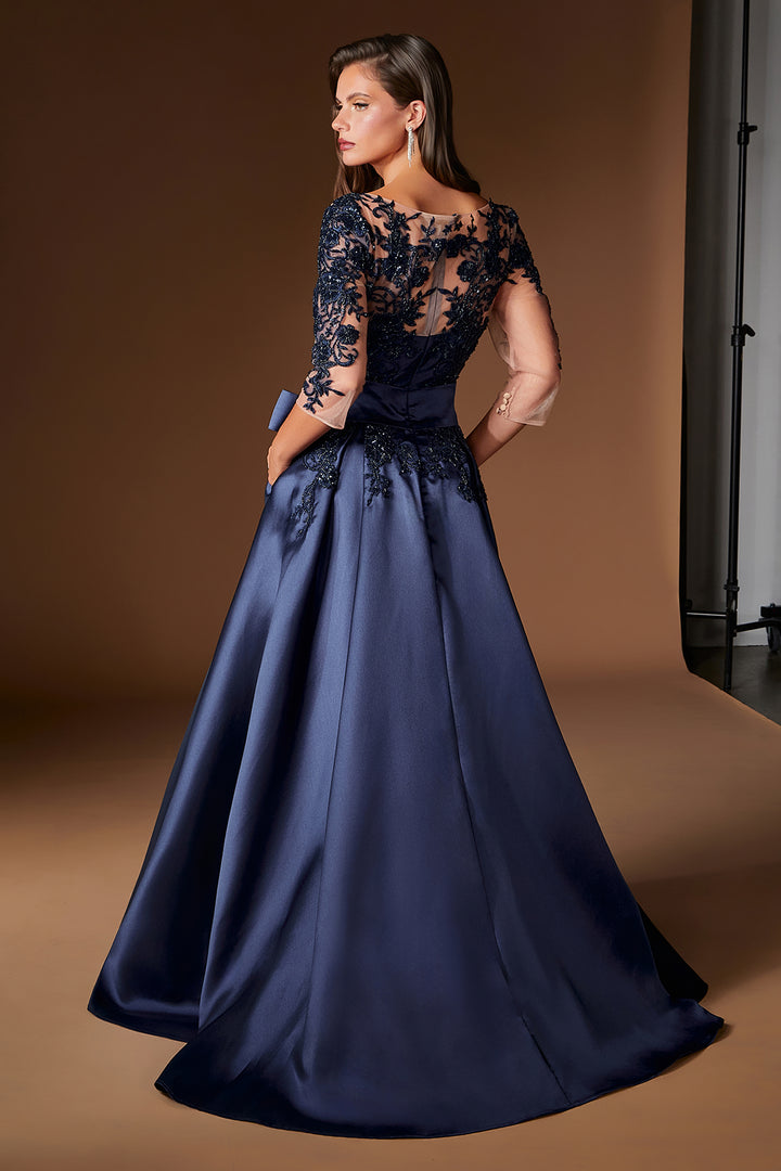 Mikado 3/4 Sleeve A-line Gown by Ladivine CDS569