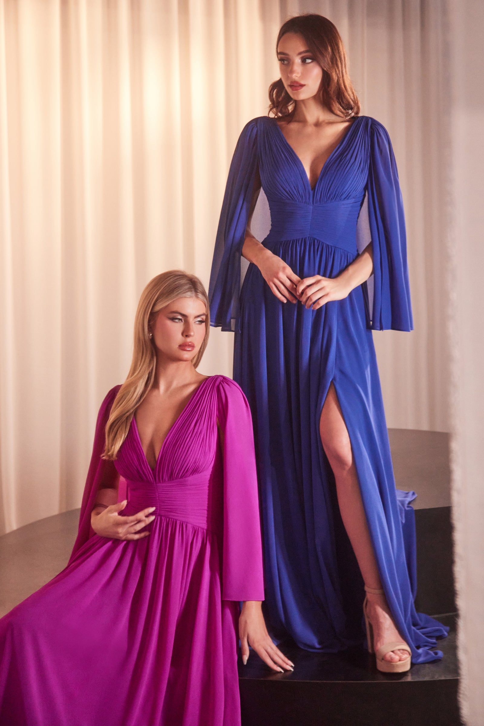 Capelet evening gown on sale
