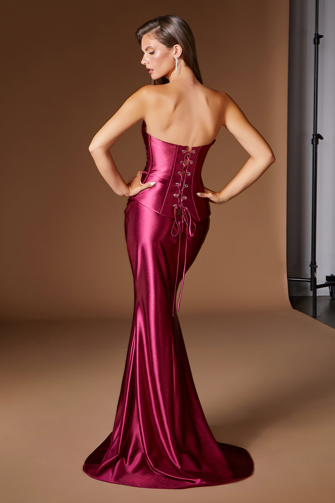 Satin Fitted Strapless 2-Piece Gown by Ladivine CH2602