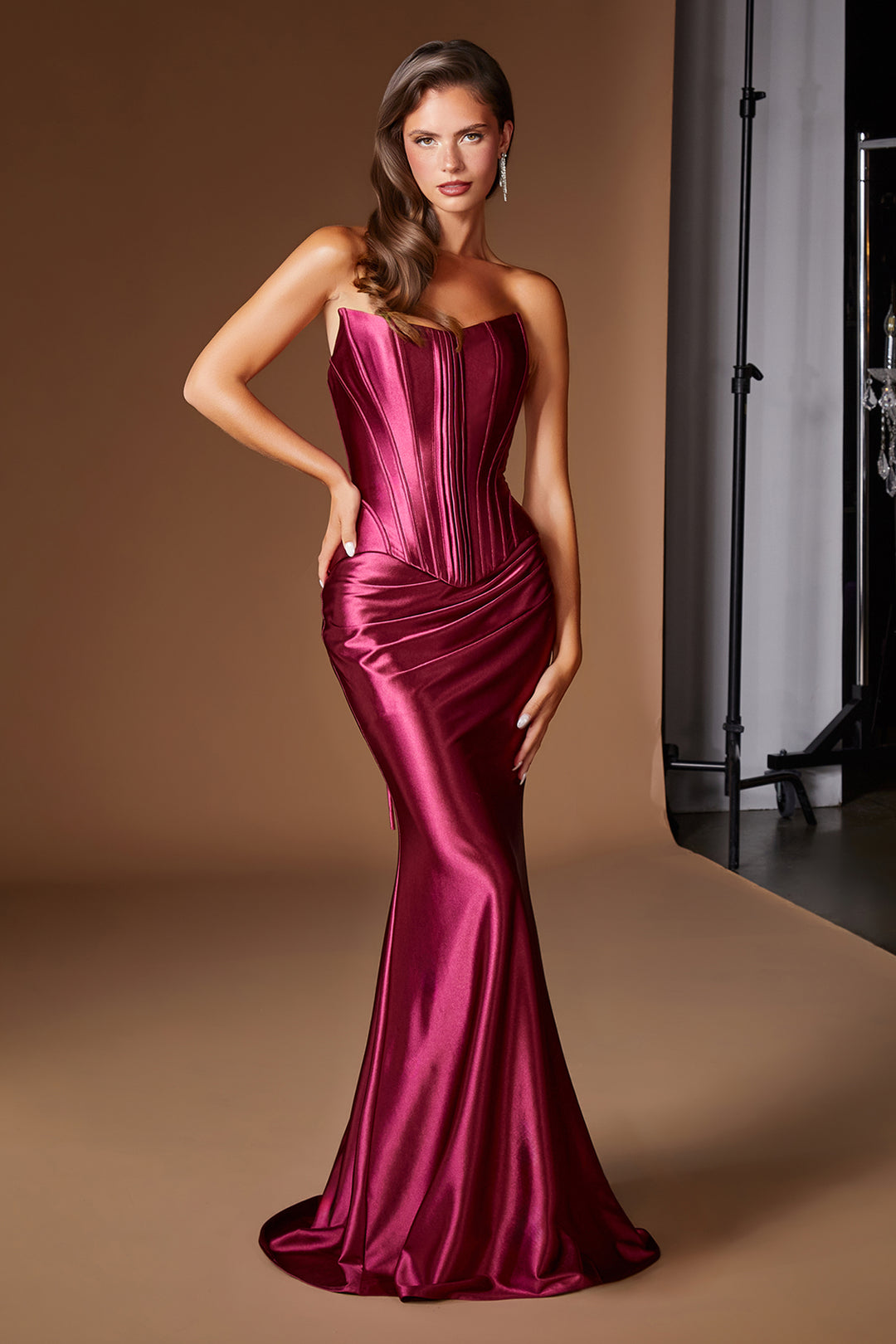 Satin Fitted Strapless 2-Piece Gown by Ladivine CH2602