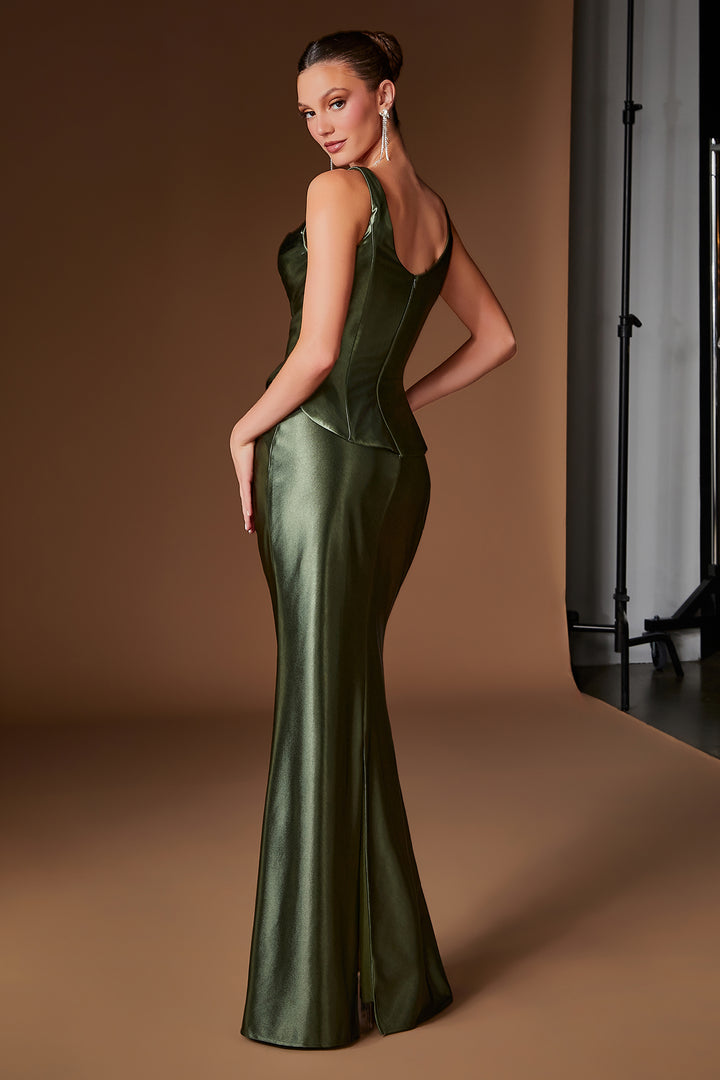 Satin Fitted Sleeveless Gown by Ladivine CH2604