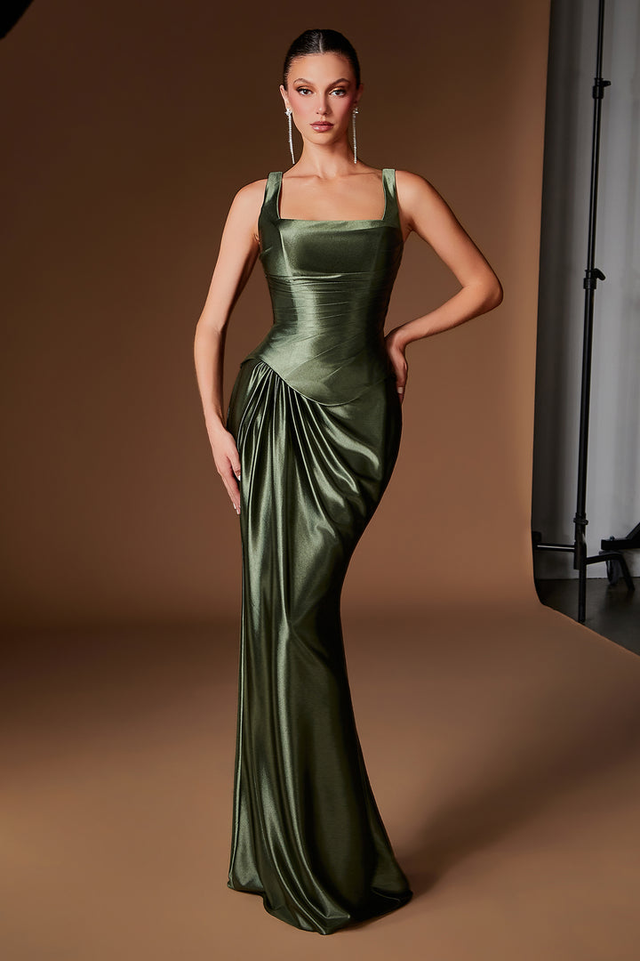 Satin Fitted Sleeveless Gown by Ladivine CH2604
