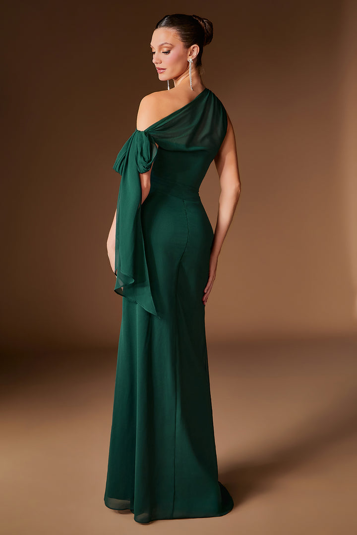 Chiffon Fitted One Shoulder Gown by Ladivine CH2612